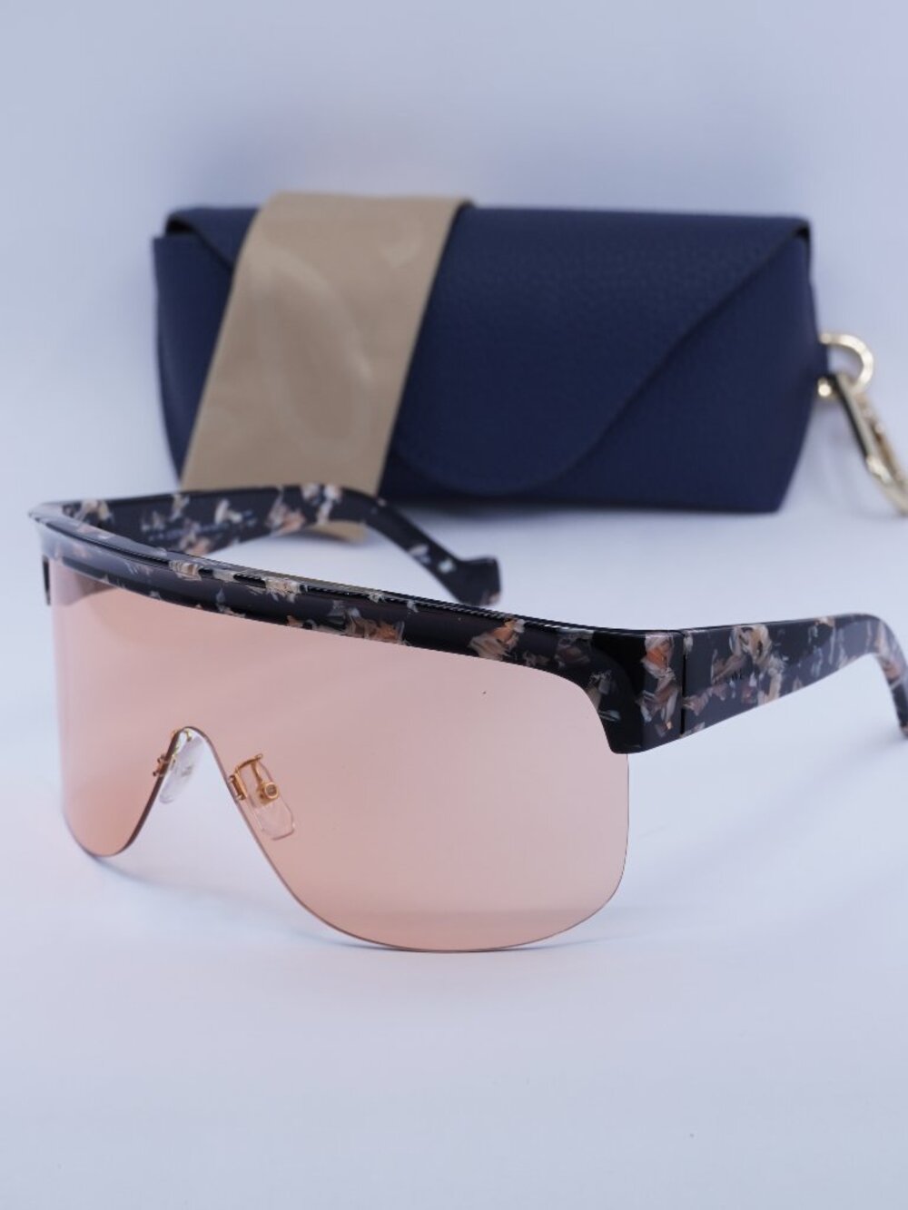 Loewe LW40034U 55S Shield Sunglasses – Colored Havana \ Bordeaux